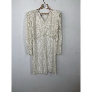 Laurence Kazar‎ Womens Dress Large Mother Beaded Wedding Lace Grandmother Ivory